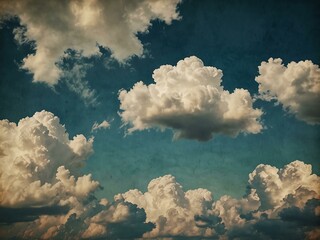 Wall Mural - Double exposure of clouds and sky with paper texture background.