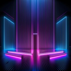 Modern Neon Stage Design with Vibrant Light Bars