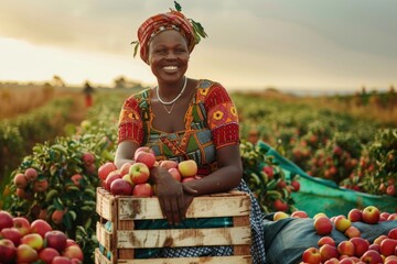 Canvas Print - Black South African woman farmers sitting accessories accessory.