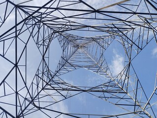 Bottom-up view of a transmission tower in northern Brazil