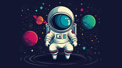 Illustration of Cute astronaut in space background