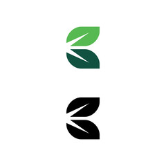 b leaf icon green and black l...