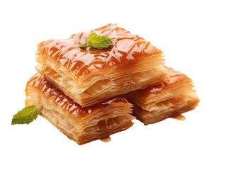 Turkish baklava isolated on transparent background