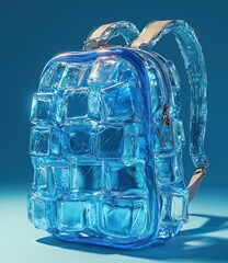 Wall Mural - Creative blue backpack with ice cube exterior design.