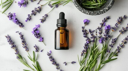 Wall Mural - lavender essential oil. Selective focus