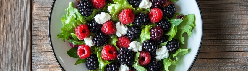 Wall Mural - Vibrant Summer Fruit Salad on Wooden Background