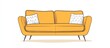 © MetaPixel - Cozy sofa with a single pillow Illustration of a couch in minimalist line art style Modern furniture element for relaxation in a flat design on a white background