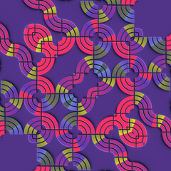 Leinwandbilder - Bright and colorful abstract pattern consisting of intertwining geometric shapes. 3d rendering digital illustration