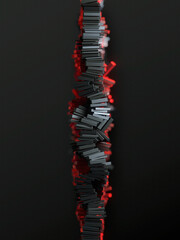 Leinwandbilder - Digital illustration of multiple metallic rectangles on a dark background stacked together. 3d rendering