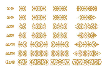 Wall Mural - vector set of different ornaments in kazakh style. traditional decor in the shape of stylized goosen