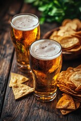 Wall Mural - beer and beer snacks on the table. Selective focus