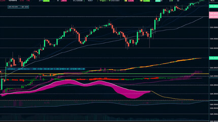 Poster - Stock market chart showing bullish trend with technical indicators