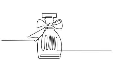 Hand drawn perfume bottle design. One line continuous drawing of outline vector illustration, Outline set of perfume bottles vector. One line continuous drawing illustration. Linear silhouette