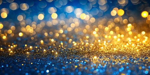 Poster - Golden and Blue Bokeh Glitter, Bokeh, Glitter, Lights