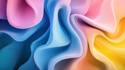 Sticker - Abstract background featuring fluid, wavy shapes in vibrant colors including blue, pink, yellow, and purple, creating a dynamic and flowing composition.