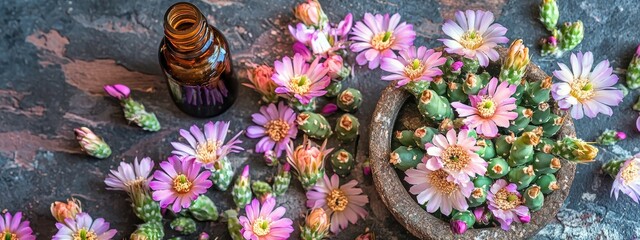 Wall Mural - cactus essential oil. Selective focus