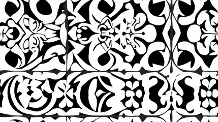 Wall Mural - Seamless black and white mosaic pattern suitable for textiles ceramics and design