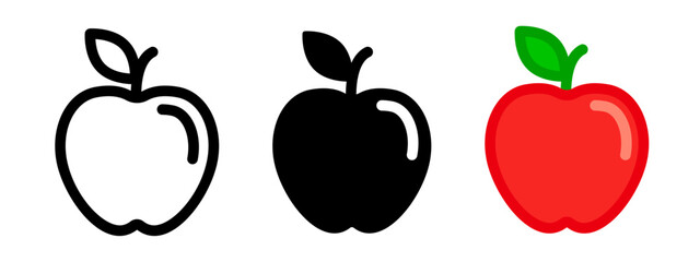 red apple icon. eco fruit sign. fresh food symbol. vegetarian symbol. diet pictogram. Health illustration.