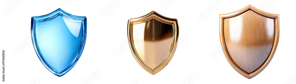 Collection of three shields, symbolizing protection and security ...