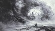 © Infinity - A solitary figure walks towards a swirling vortex in a dark, stormy sky.