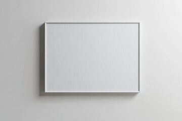 Wall Mural - Horizontal Canvas. White Wall with Empty Canvas Frame for Landscape Page Cover Poster Book Document