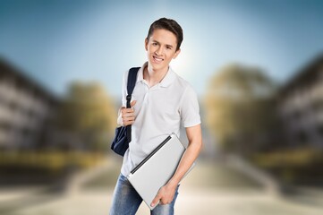 Canvas Print - Young boy IT student, college concept