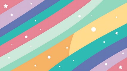 Soft Pastel Stripes and Stars Forming an Abstract Background