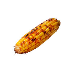 Grilled corn on white background, suitable for summer food blogs, recipe cards, BBQ party invitations, farm totable restaurant menus. Generative AI