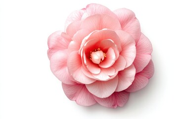 Wall Mural - Luxurious Pink Camellia Blossom Isolated