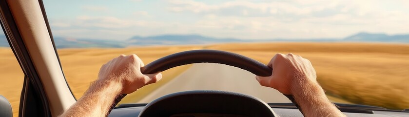 A car driver on a spontaneous road trip, deciding the route and destination as they go, spontaneous road trip driver, unplanned travel adventure