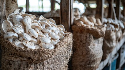 growing mushrooms on the farm. Selective focus