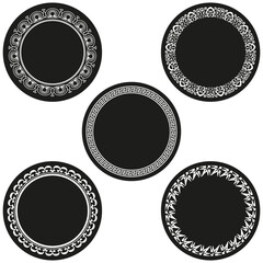 Wall Mural - Ornamental round frames. Decorative circular borders. Classic pattern design. Simple vector illustration.