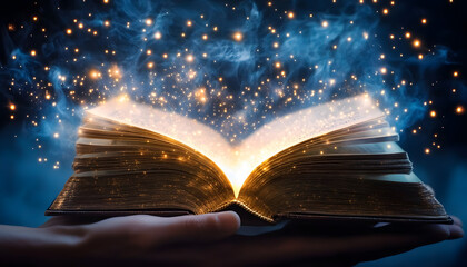 magic book with magic light