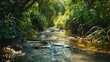 © NASIR - A peaceful stream in a thick forest that conveys the purity and calm of a tropical paradise in nature