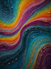 Poster - Fluid art background with swirling colors and glitter.