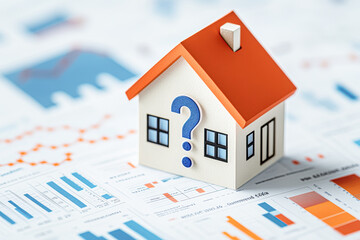 Wall Mural - House Icon on Financial Document with Question Marks