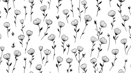 Simple black and white floral pattern.