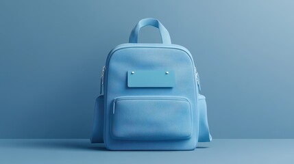 Minimalist Blue Leather Backpack on Pastel Background