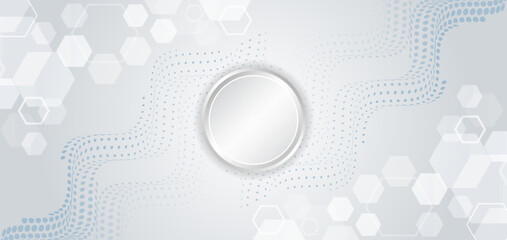 Fototapete - Digital poster templates. Medical, technology, or science design. Grey vector banner design with hexagons abstract background. High tech design concept. Futuristic business layout.