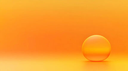 Wall Mural - Abstract Orange Gradient Background with a Large 3D Glass Sphere in the Foreground