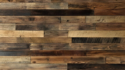 Wall Mural - Reclaimed Wood Wall Paneling with Rustic Texture and Warm Brown Tones