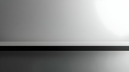 Wall Mural - Simple Minimalist Gray and Black Background with a Horizontal Shelf for Product Display and Design