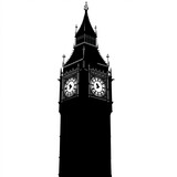 Fototapeta Big Ben - Big Ben Silhouette, Illustration Isolated On White Background