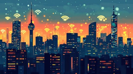 Wall Mural - Cities and Smart City Networks