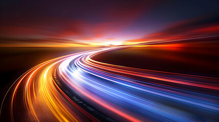 Wall Mural - Abstract Background with Colorful Speed Lines and Sunset, Creating a Dynamic and Futuristic Atmosphere.