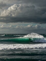 Poster - Kitesurfer in the waves off Ireland's coast.