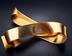 Wall Mural -  Gold ribbon banner – A 3D-rendered shiny gold ribbon banner, perfect for sale, promotion, a_1(235)