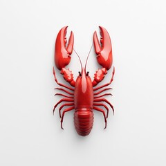 Wall Mural - A lobster clipart, seafood element, 3D illustration, vibrant red, isolated on white background.