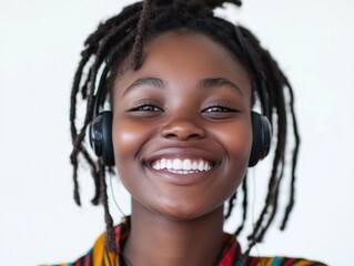 Wall Mural - Joyful and Serious Headphone Listener