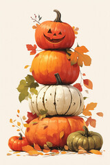 Wall Mural - A stack of pumpkins. halloween